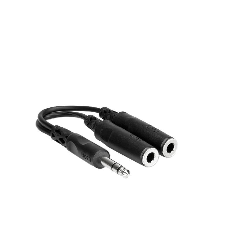 YPP-118 Audio Y-Cable, 1/4" Male TRS to Dual 1/4" Female TRS- 6 inches