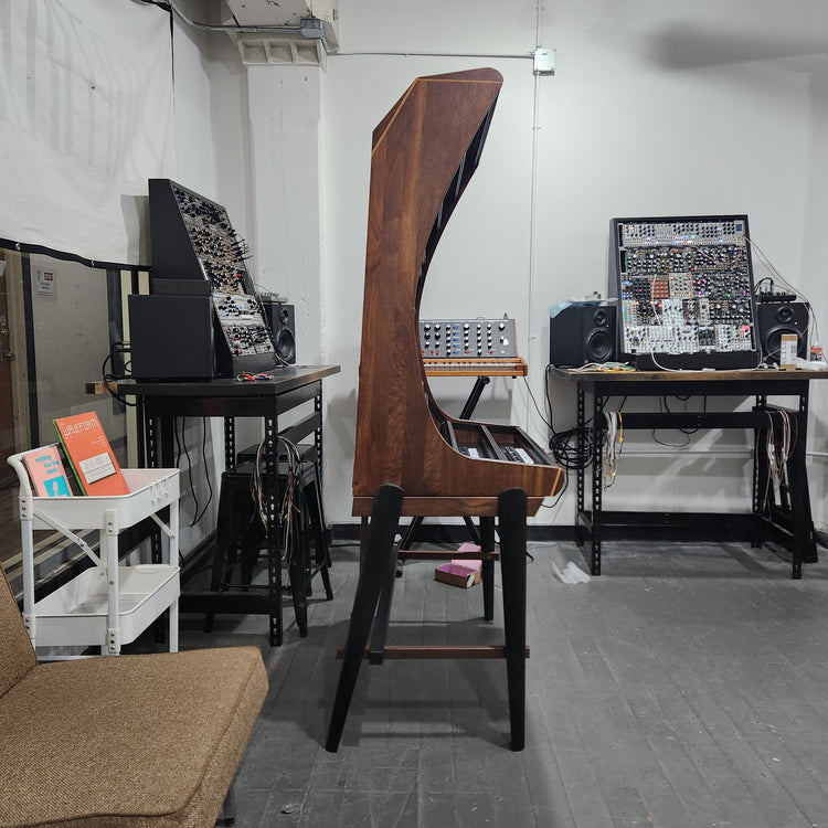 Needham Woodworks OneRUN Limited Series - 27U 9-Row 168HP Eurorack Dark Walnut Cabinet with Eskatonic Modular Obsidian Studio Active Busboards