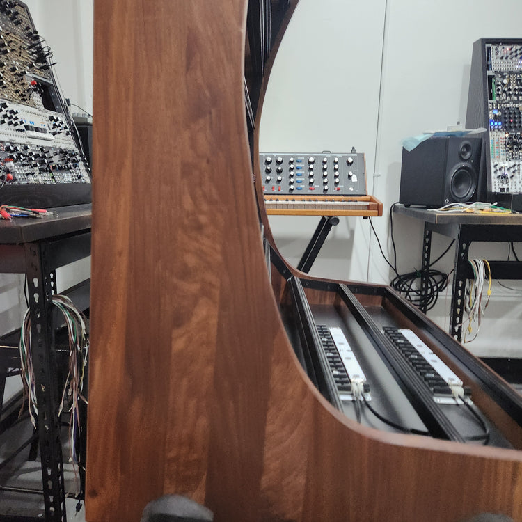 Needham Woodworks OneRUN Limited Series - 27U 9-Row 168HP Eurorack Dark Walnut Cabinet with Eskatonic Modular Obsidian Studio Active Busboards