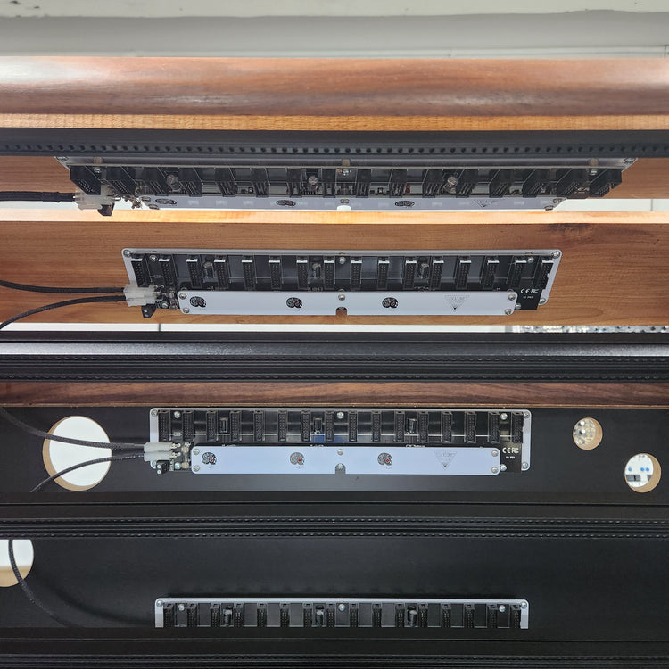 Needham Woodworks OneRUN Limited Series - 27U 9-Row 168HP Eurorack Dark Walnut Cabinet with Eskatonic Modular Obsidian Studio Active Busboards