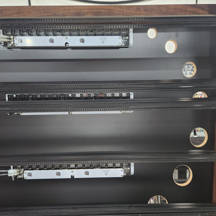 Needham Woodworks OneRUN Limited Series - 27U 9-Row 168HP Eurorack Dark Walnut Cabinet with Eskatonic Modular Obsidian Studio Active Busboards