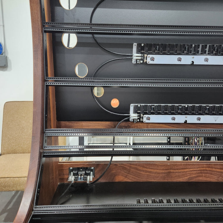 Needham Woodworks OneRUN Limited Series - 27U 9-Row 168HP Eurorack Dark Walnut Cabinet with Eskatonic Modular Obsidian Studio Active Busboards