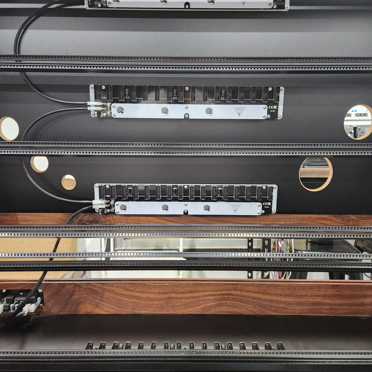 Needham Woodworks OneRUN Limited Series - 27U 9-Row 168HP Eurorack Dark Walnut Cabinet with Eskatonic Modular Obsidian Studio Active Busboards