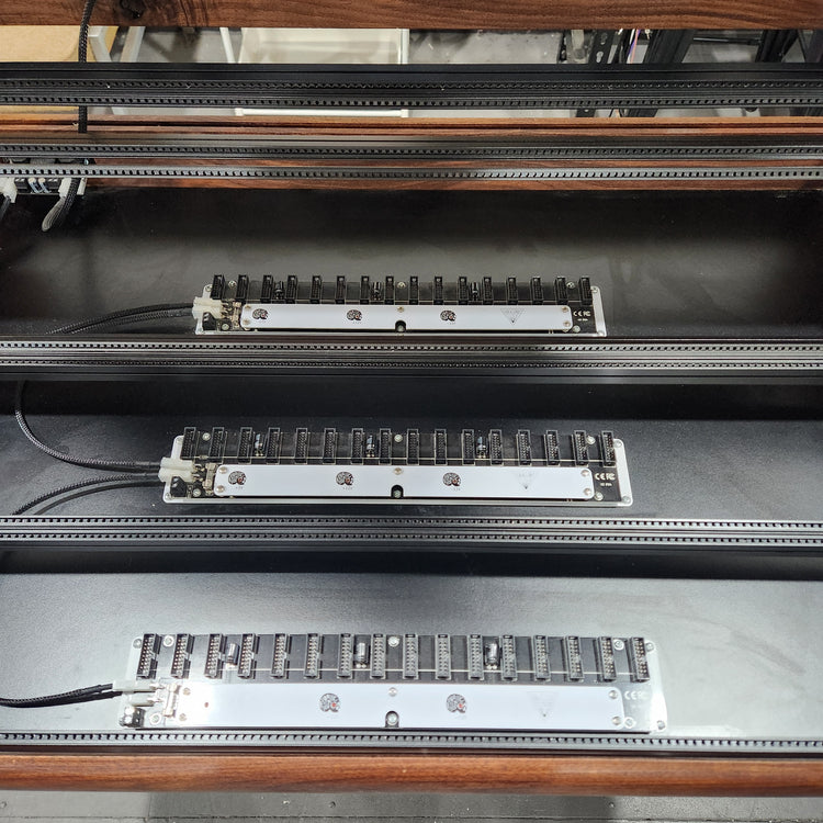 Needham Woodworks OneRUN Limited Series - 27U 9-Row 168HP Eurorack Dark Walnut Cabinet with Eskatonic Modular Obsidian Studio Active Busboards