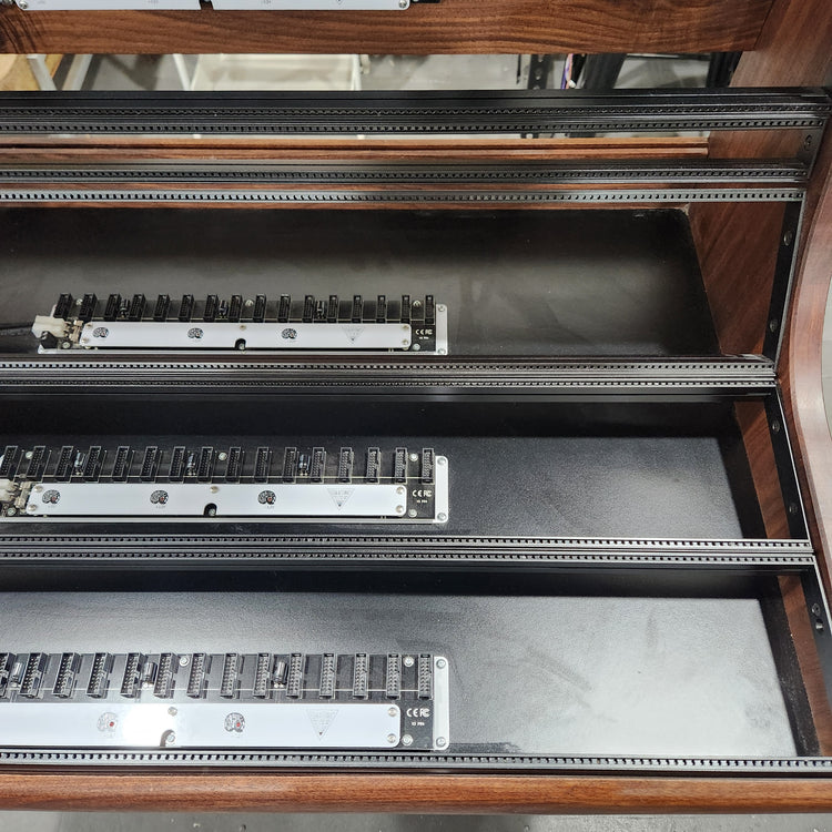 Needham Woodworks OneRUN Limited Series - 27U 9-Row 168HP Eurorack Dark Walnut Cabinet with Eskatonic Modular Obsidian Studio Active Busboards