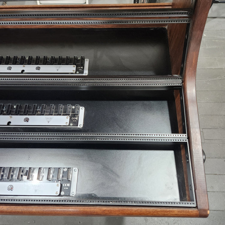 Needham Woodworks OneRUN Limited Series - 27U 9-Row 168HP Eurorack Dark Walnut Cabinet with Eskatonic Modular Obsidian Studio Active Busboards