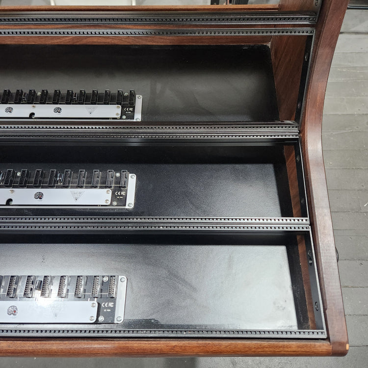 Needham Woodworks OneRUN Limited Series - 27U 9-Row 168HP Eurorack Dark Walnut Cabinet with Eskatonic Modular Obsidian Studio Active Busboards
