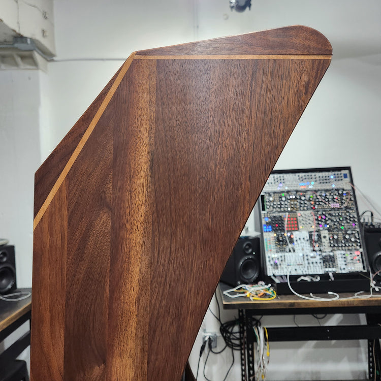 Needham Woodworks OneRUN Limited Series - 27U 9-Row 168HP Eurorack Dark Walnut Cabinet with Eskatonic Modular Obsidian Studio Active Busboards