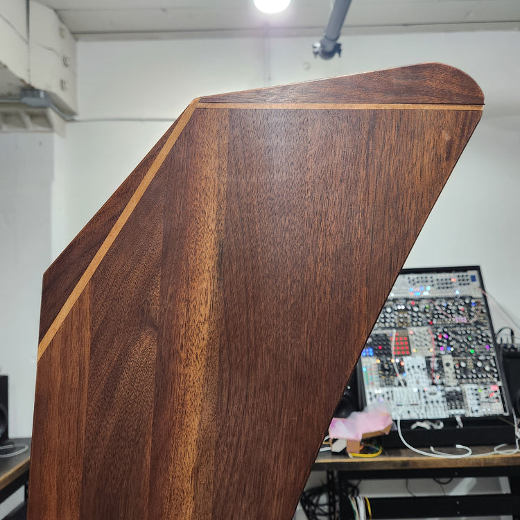 Needham Woodworks OneRUN Limited Series - 27U 9-Row 168HP Eurorack Dark Walnut Cabinet with Eskatonic Modular Obsidian Studio Active Busboards
