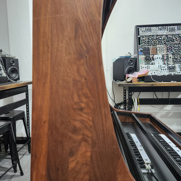 Needham Woodworks OneRUN Limited Series - 27U 9-Row 168HP Eurorack Dark Walnut Cabinet with Eskatonic Modular Obsidian Studio Active Busboards