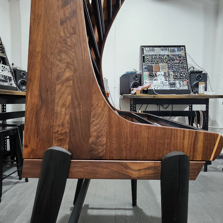 Needham Woodworks OneRUN Limited Series - 27U 9-Row 168HP Eurorack Dark Walnut Cabinet with Eskatonic Modular Obsidian Studio Active Busboards