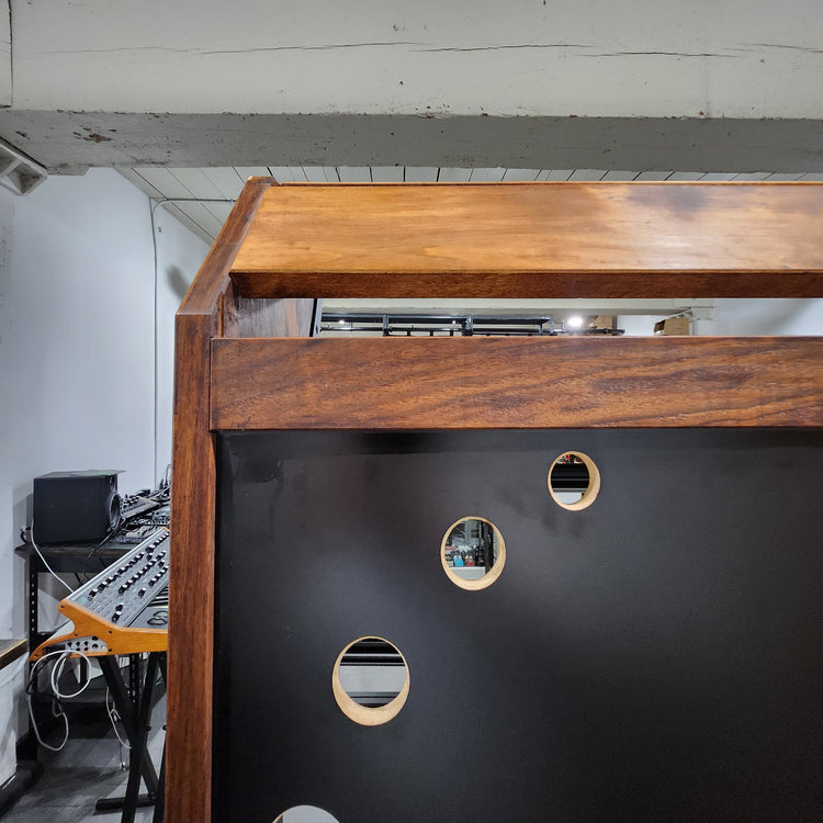 Needham Woodworks OneRUN Limited Series - 27U 9-Row 168HP Eurorack Dark Walnut Cabinet with Eskatonic Modular Obsidian Studio Active Busboards