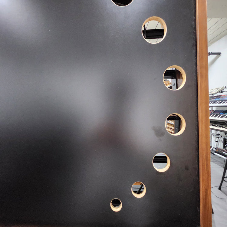 Needham Woodworks OneRUN Limited Series - 27U 9-Row 168HP Eurorack Dark Walnut Cabinet with Eskatonic Modular Obsidian Studio Active Busboards