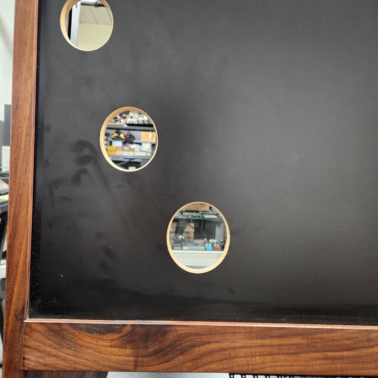 Needham Woodworks OneRUN Limited Series - 27U 9-Row 168HP Eurorack Dark Walnut Cabinet with Eskatonic Modular Obsidian Studio Active Busboards