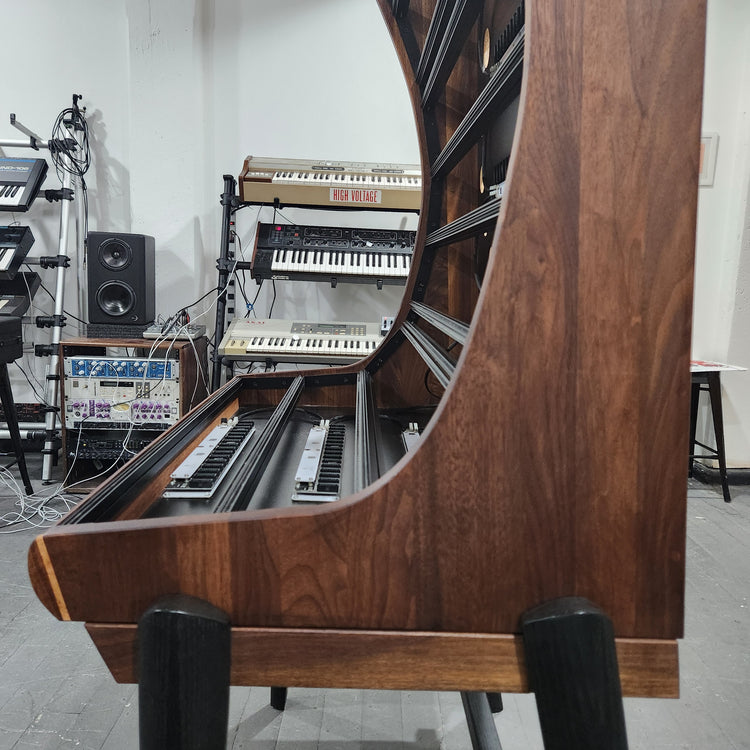 Needham Woodworks OneRUN Limited Series - 27U 9-Row 168HP Eurorack Dark Walnut Cabinet with Eskatonic Modular Obsidian Studio Active Busboards