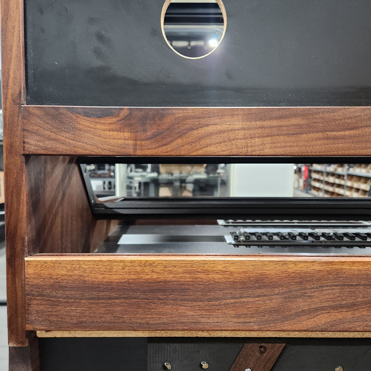 Needham Woodworks OneRUN Limited Series - 27U 9-Row 168HP Eurorack Dark Walnut Cabinet with Eskatonic Modular Obsidian Studio Active Busboards