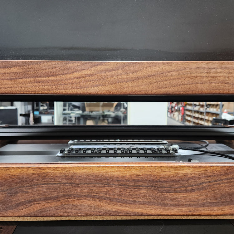 Needham Woodworks OneRUN Limited Series - 27U 9-Row 168HP Eurorack Dark Walnut Cabinet with Eskatonic Modular Obsidian Studio Active Busboards