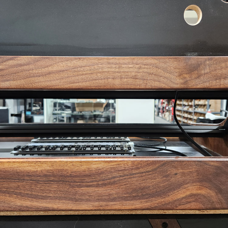Needham Woodworks OneRUN Limited Series - 27U 9-Row 168HP Eurorack Dark Walnut Cabinet with Eskatonic Modular Obsidian Studio Active Busboards