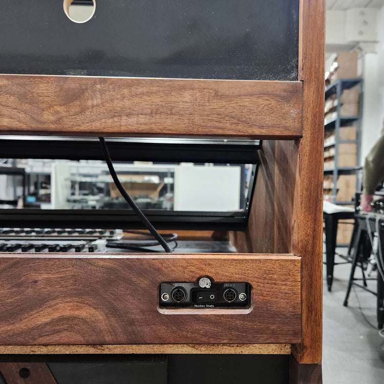 Needham Woodworks OneRUN Limited Series - 27U 9-Row 168HP Eurorack Dark Walnut Cabinet with Eskatonic Modular Obsidian Studio Active Busboards