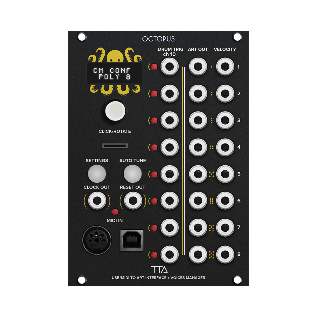 Tiptop Audio OCTOPUS - USB/Midi to ART Interface + Voice Manager