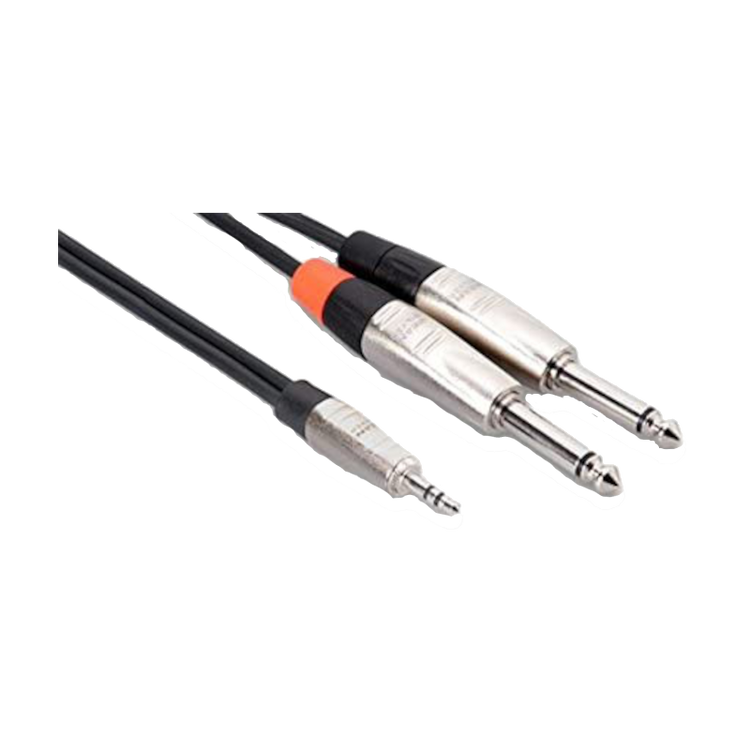 REAN 3.5mm TRS to Dual 1/4" TS Pro Stereo Breakout Cable (6')