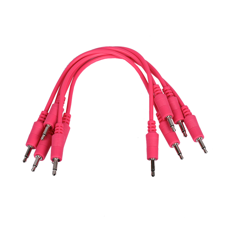 3.5mm Patch Cable, Hot Pink 6-inches 5-Pack