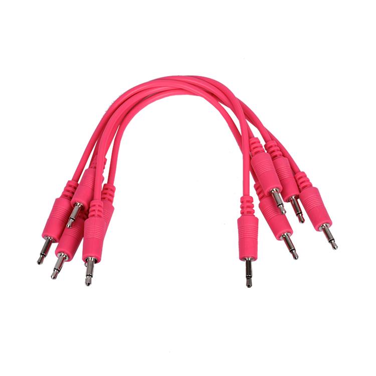 3.5mm Patch Cable, Hot Pink 6-inches 5-Pack